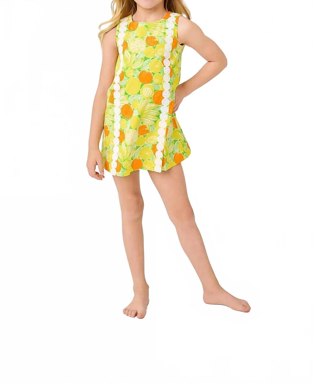 NEW LILLY PULITZER girl's little lilly classic shift dress in island palm zesty